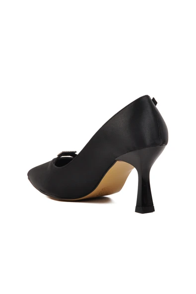 Aspor Siyah Saten Kadın Topuklu Stiletto Ayakkabı - 4