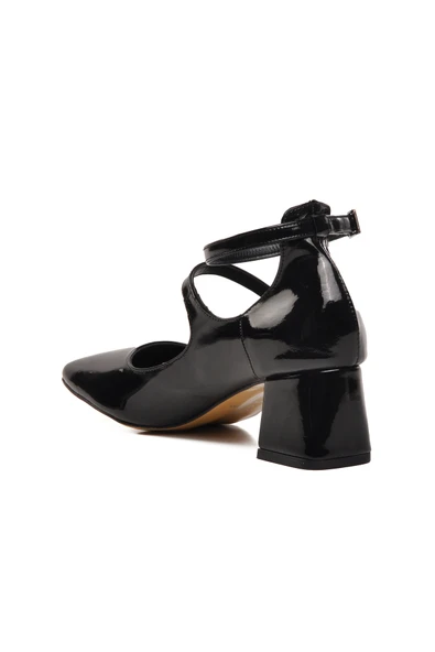 Aspor Siyah Rugan Kadın Topuklu Ayakkabı - Resim 4