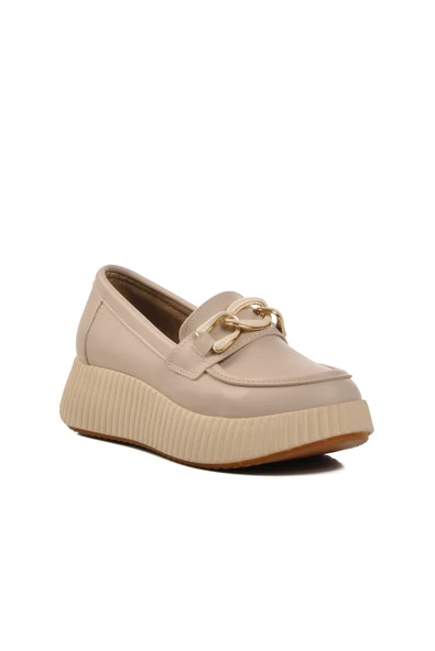 Aspor Bej Ten Cilt Kadın Düz Rahat Günlük Ayakkabı - Resim 3