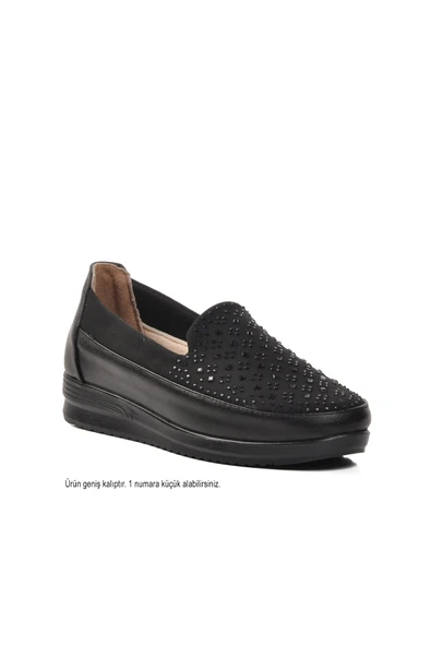 Aspor Siyah Kadın Düz Rahat Günlük Ayakkabı - Resim 5