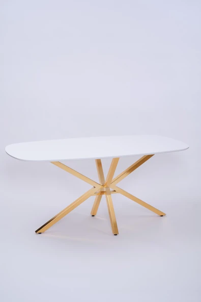 Çapraz Beyaz High Gloss Yemek Masası 90*160 cm - 4