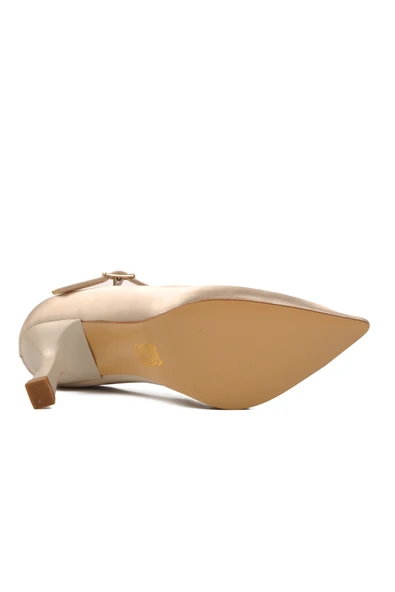 Aspor Bej Saten Kadın Topuklu Stiletto Ayakkabı - 5