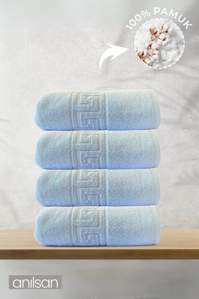 4'lü Greek Mavi Banyo Havlusu - 70x140 Cm, 490 Gr, %100pamuk, Spa Ve Otel Havlusu