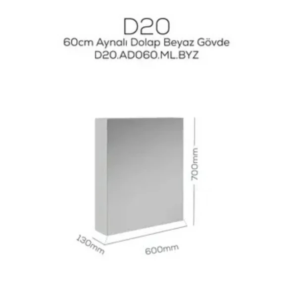 Creavit D20 Aynalı Dolap Beyaz 