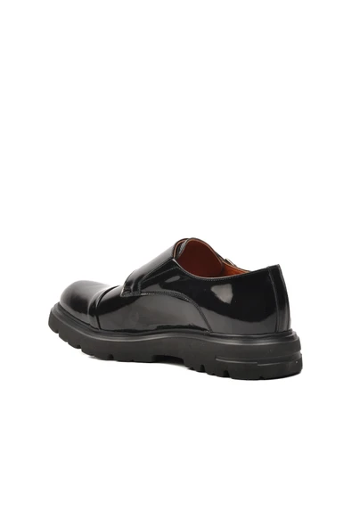 Aspor Siyah Rugan Hakiki Deri Erkek Günlük Ayakkabı - Resim 4