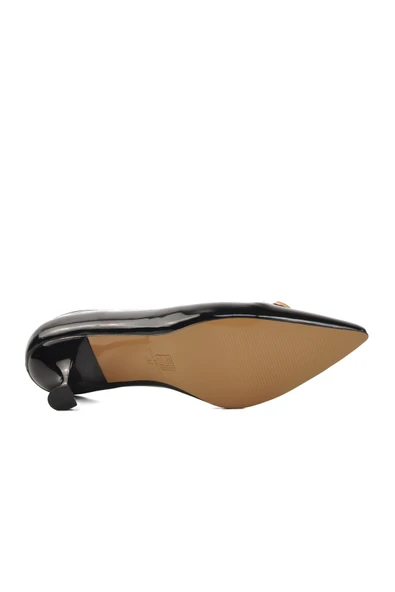 Aspor Siyah Rugan Kadın Topuklu Stiletto Ayakkabı - 5