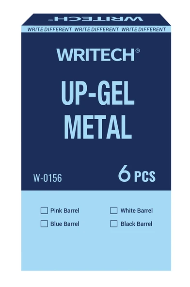 WRITECH W-0156 METAL UP SİYAH GÖVDE 0,7MM MAVİ JEL KALEM - 6'LI KUTU - 2