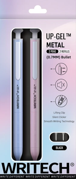 WRITECH W-0156 METAL UP MAVİ-PEMBE GÖVDE 0,7MM MAVİ JEL KALEM - 2'Lİ - 1