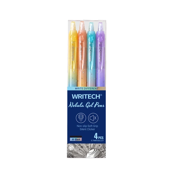 WRITECH W-0163 SOFT GRIP NEBULA PEMBE GÖVDE MAVİ JEL KALEM - 12'Lİ KUTU - 2