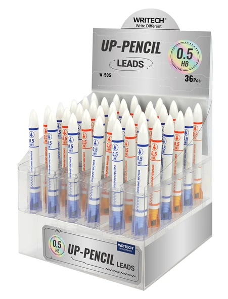 WRITECH W-505 0,5MM (BEYAZ-MAVİ/BEYAZ-TURUNCU) KALEM UCU - 36'LI STAND - 2