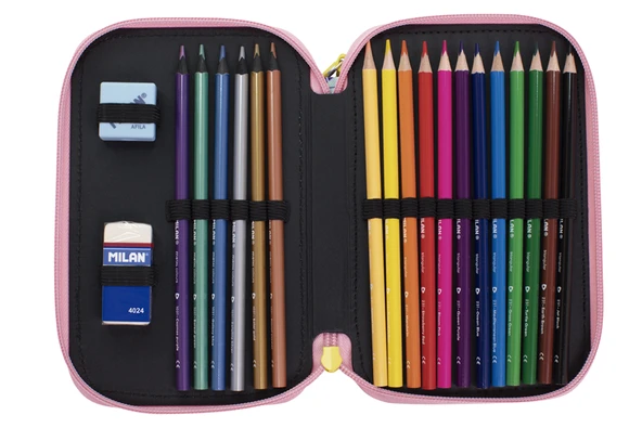 MILAN 081364SM2 SWIMS  SARI-PEMBE 3 CEPLİ SETLİ KALEM ÇANTASI - Resim 2