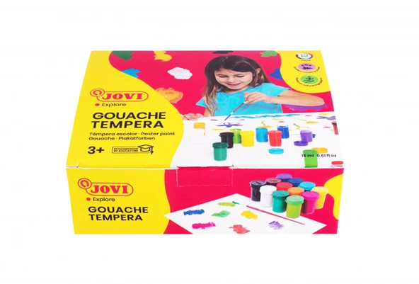 JOVI 521 GUAJ BOYA 12 X 15ML KAVANOZ + FIRÇA ASORTİ RENKLER - 12'Lİ KUTU