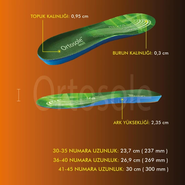 OS205 | Çukur Taban için Ortopedik, Ark ve Jel Destekli, Darbe Emici Pes Cavus İç Tabanlık - 5
