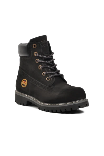 Bulldozer Siyah Nubuk Hakiki Deri Unisex Bot - 3
