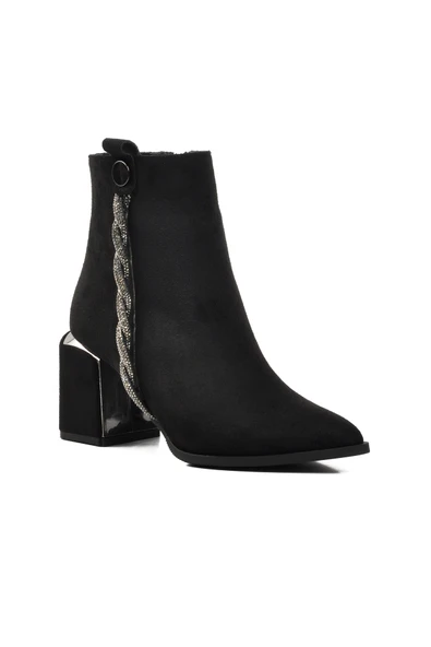 Aspor Siyah Süet İçi Polarlı Kadın Topuklu Bot - Resim 3