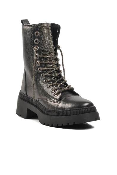 Aspor Gri Gümüş Platin Kadın Topuklu Bot - Resim 3