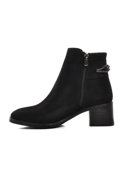 Aspor Siyah Süet Kadın Topuklu Bot - Resim 2