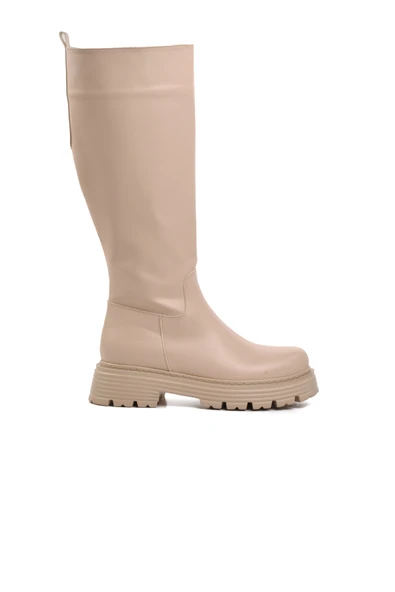 Aspor Bej Poliüretan Kadın Çizme