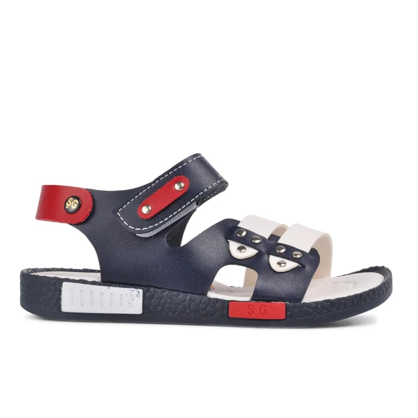 Aspor Lacivert Beyaz Kırmızı Comfort Erkek Çocuk Düz Sandalet