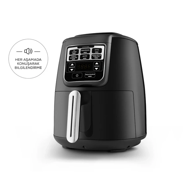 Karaca Air Pro Cook XL 2 in 1 Konuşan Airfryer Black Chrome 4 Kişilik - 5