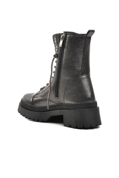 Aspor Gri Gümüş Platin Kadın Topuklu Bot - Resim 4