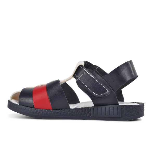 Aspor Lacivert Beyaz Kırmızı Comfort Erkek Çocuk Düz Sandalet - 2