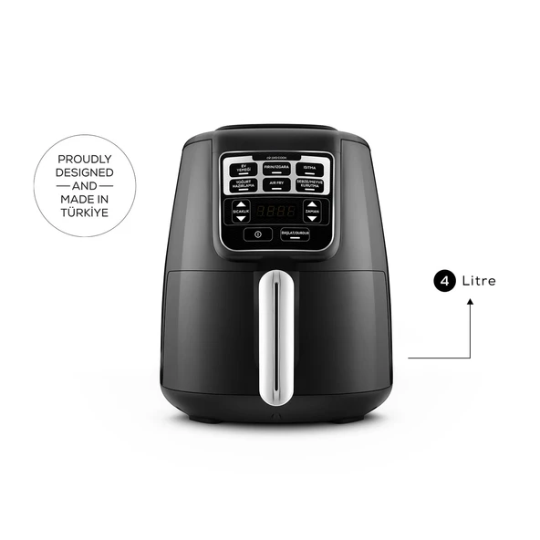 Karaca Air Pro Cook XL 2 in 1 Konuşan Airfryer Black Chrome 4 Kişilik - 4