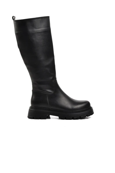 Aspor Siyah Poliüretan Kadın Çizme