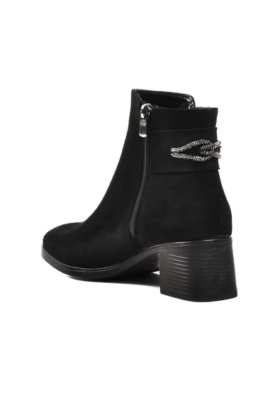 Aspor Siyah Süet Kadın Topuklu Bot - Resim 4