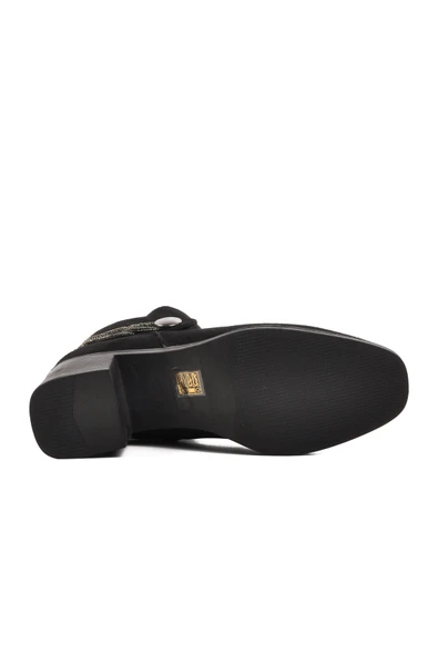 Aspor Siyah Süet Kadın Topuklu Bot - Resim 5