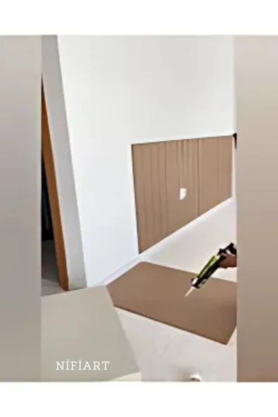 NİFİART Dekoratif, Duvar Çıtası, Ahşap Duvar Paneli, Boyanabilir, Ham, Mdf, 54x102 - 2