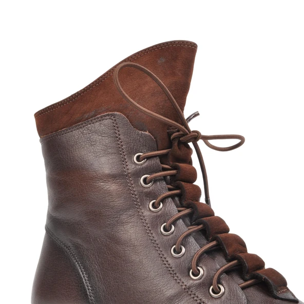 Aspor Kahve Hakiki Deri Kadın Bot - Resim 4