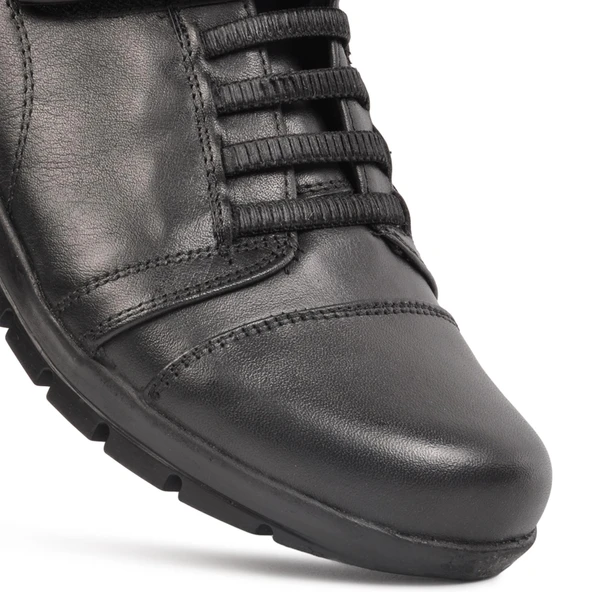 Aspor Siyah Kadın Hakiki Deri Düz Rahat Günlük Ayakkabı - 4