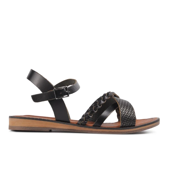 Aspor Siyah Kadın Düz Sandalet