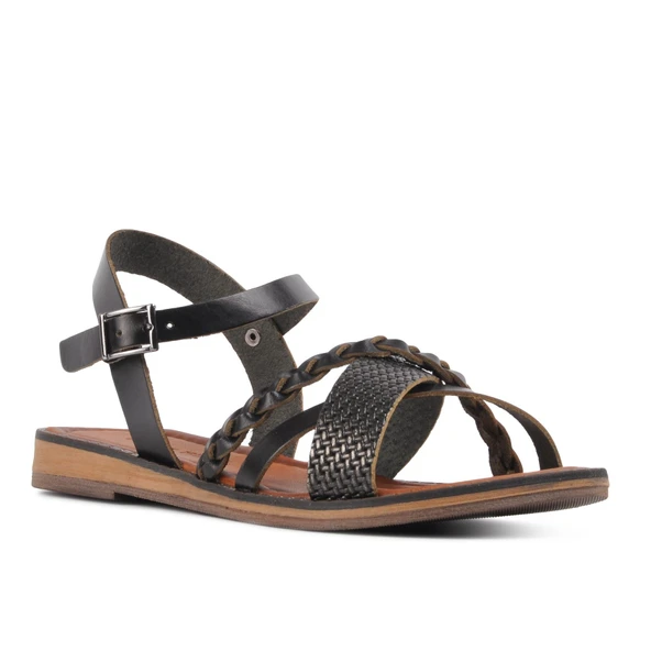 Aspor Siyah Kadın Düz Sandalet - 3