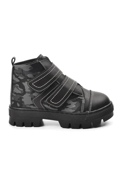 Aspor Siyah Kamuflaj Unisex Çocuk Bot