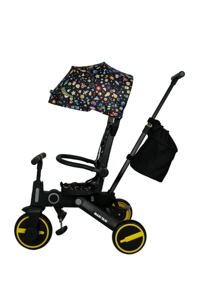 Maxi Taxi Easy Trike F5 Ebeveyn Kontrollü Çift Yönlü Sarı Katlanabilir Çocuk Bisikleti - Resim 4