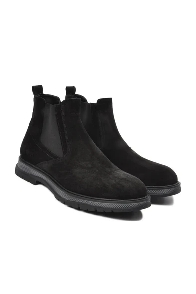 Fosco Siyah Nubuk Hakiki Deri Erkek Chelsea Bot - Resim 2