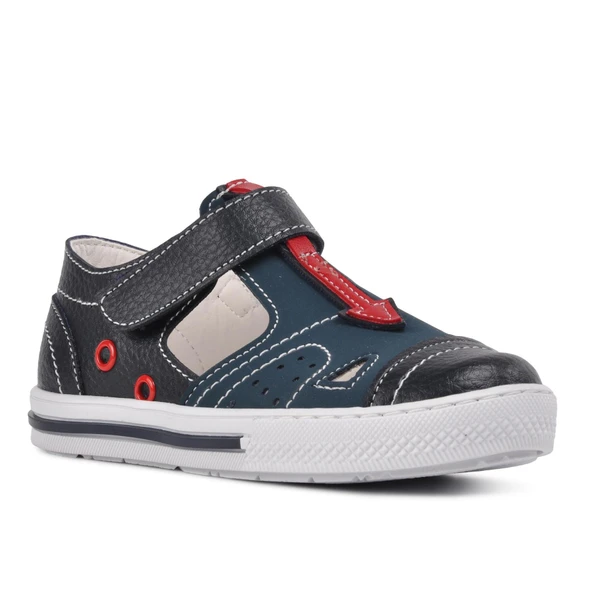 Aspor Lacivert Kırmızı Comfort Erkek Çocuk Düz Sandalet - 3