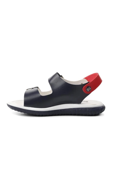 Aspor Lacivert Beyaz Kırmızı Erkek Çocuk Düz Sandalet - 2