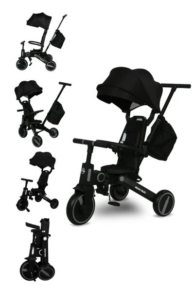 Maxi Taxi Easy Trike F5 Ebeveyn Kontrollü Çift Yönlü Siyah Katlanabilir Çocuk Bisikleti
