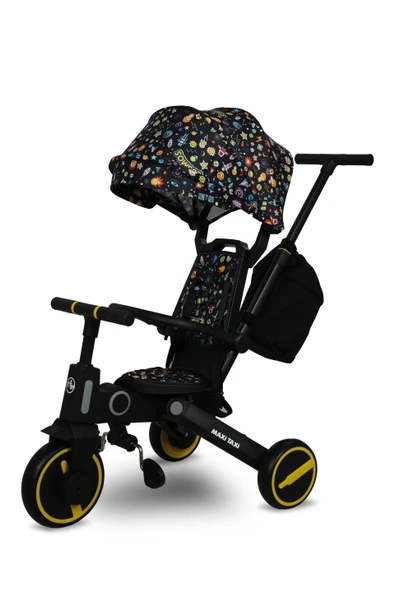 Maxi Taxi Easy Trike F5 Ebeveyn Kontrollü Çift Yönlü Sarı Katlanabilir Çocuk Bisikleti - Resim 2
