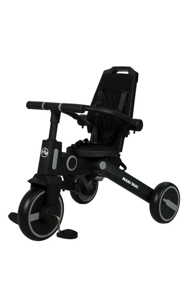 Maxi Taxi Easy Trike F5 Ebeveyn Kontrollü Çift Yönlü Siyah Katlanabilir Çocuk Bisikleti - 5