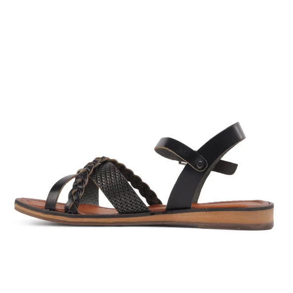 Aspor Siyah Kadın Düz Sandalet - 2