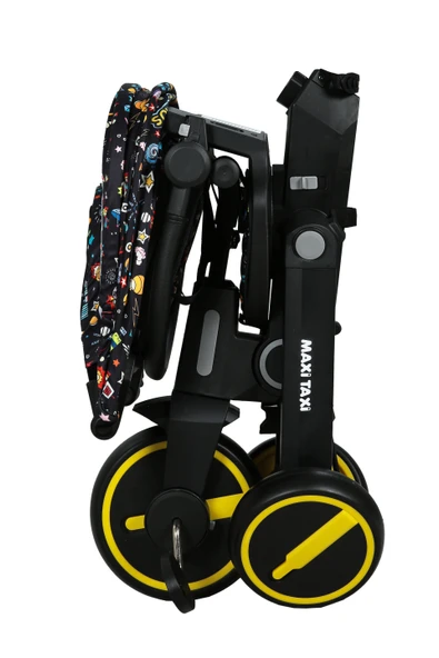 Maxi Taxi Easy Trike F5 Ebeveyn Kontrollü Çift Yönlü Sarı Katlanabilir Çocuk Bisikleti - Resim 8