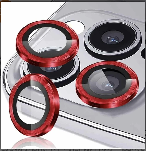 16 Pro Max/15 pro max/14 pro max/16Pro/15 Pro/14 Pro KIRMIZI Kamera lens koruyucu