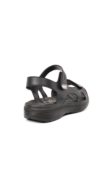 Aspor Siyah Kadın Düz Sandalet - 4