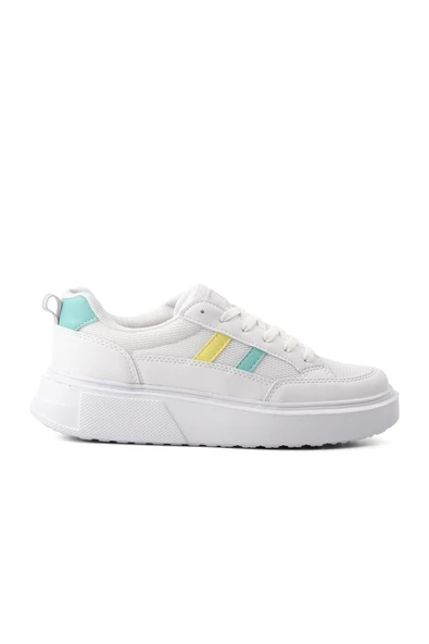 Walkway Beyaz Sarı Kadın Spor Ayakkabı Sneaker