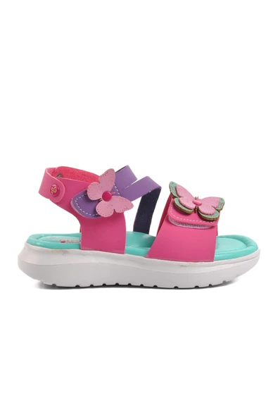 Aspor Fuşya Nubuk Kız Çocuk Düz Sandalet