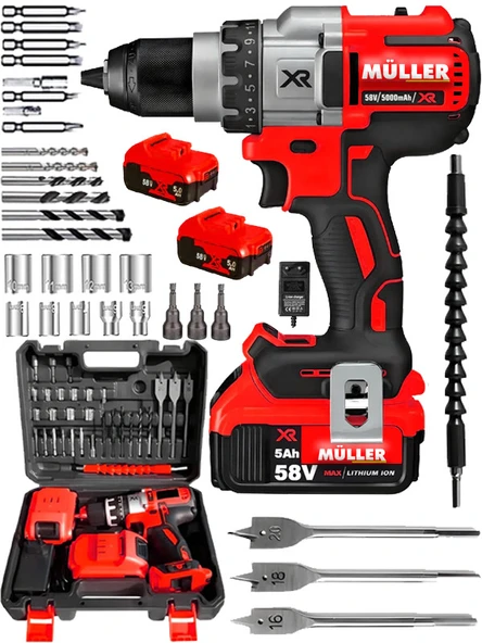 Germany V-Power 5800 Darbeli Xr Li-ion Çift Akülü Şarjlı Vidalama Matkap
